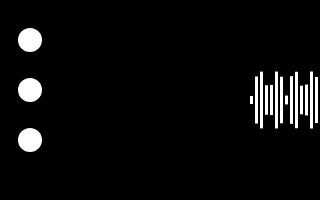 Animated meeting transcript appearing beside a voice waveform
